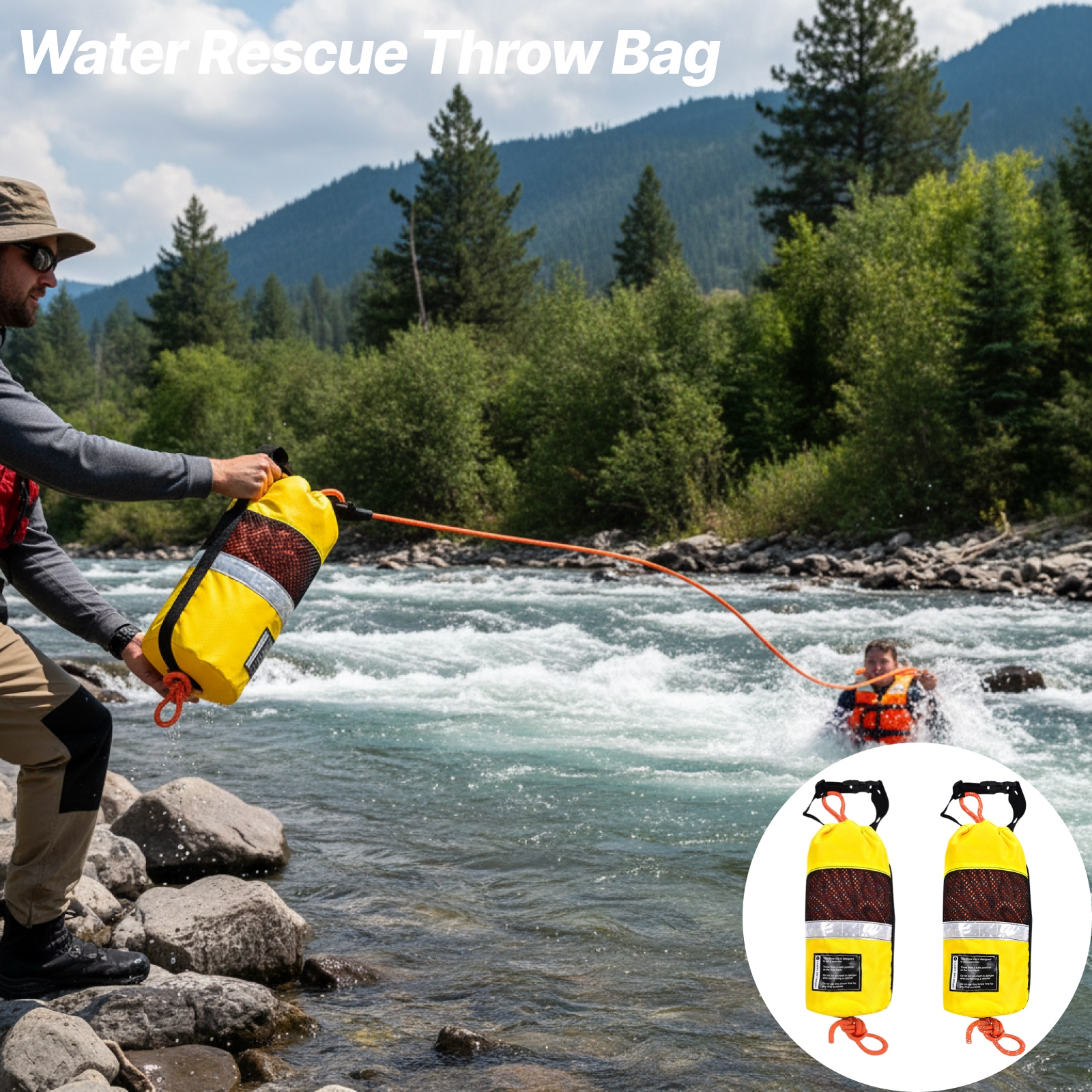 Fishing Kayak Crate - Throw Bag for Water Rescue Marine