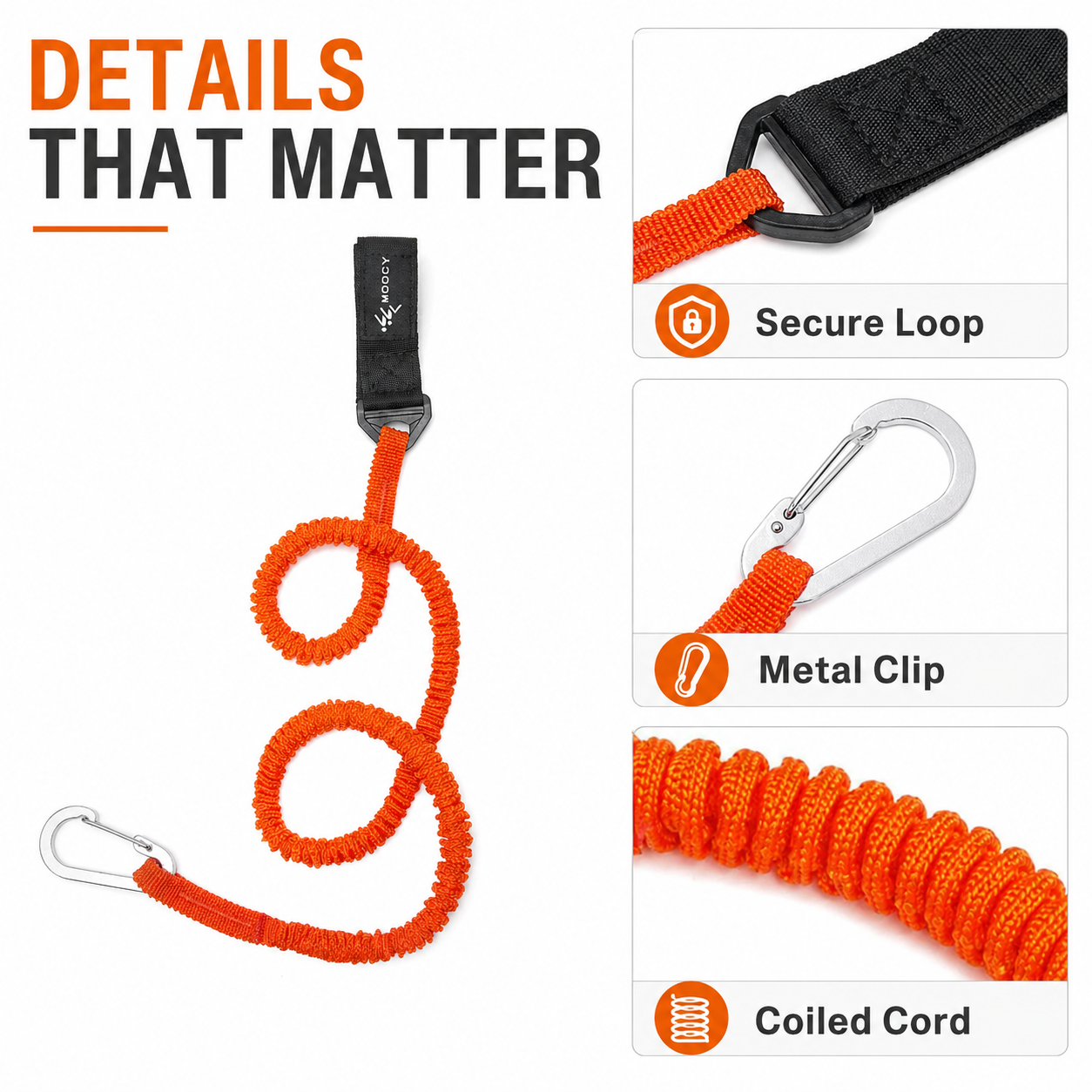 Coiled Paddle Leash Orange Kay - огляд і ціна Fishing Kayak Paddle Leash